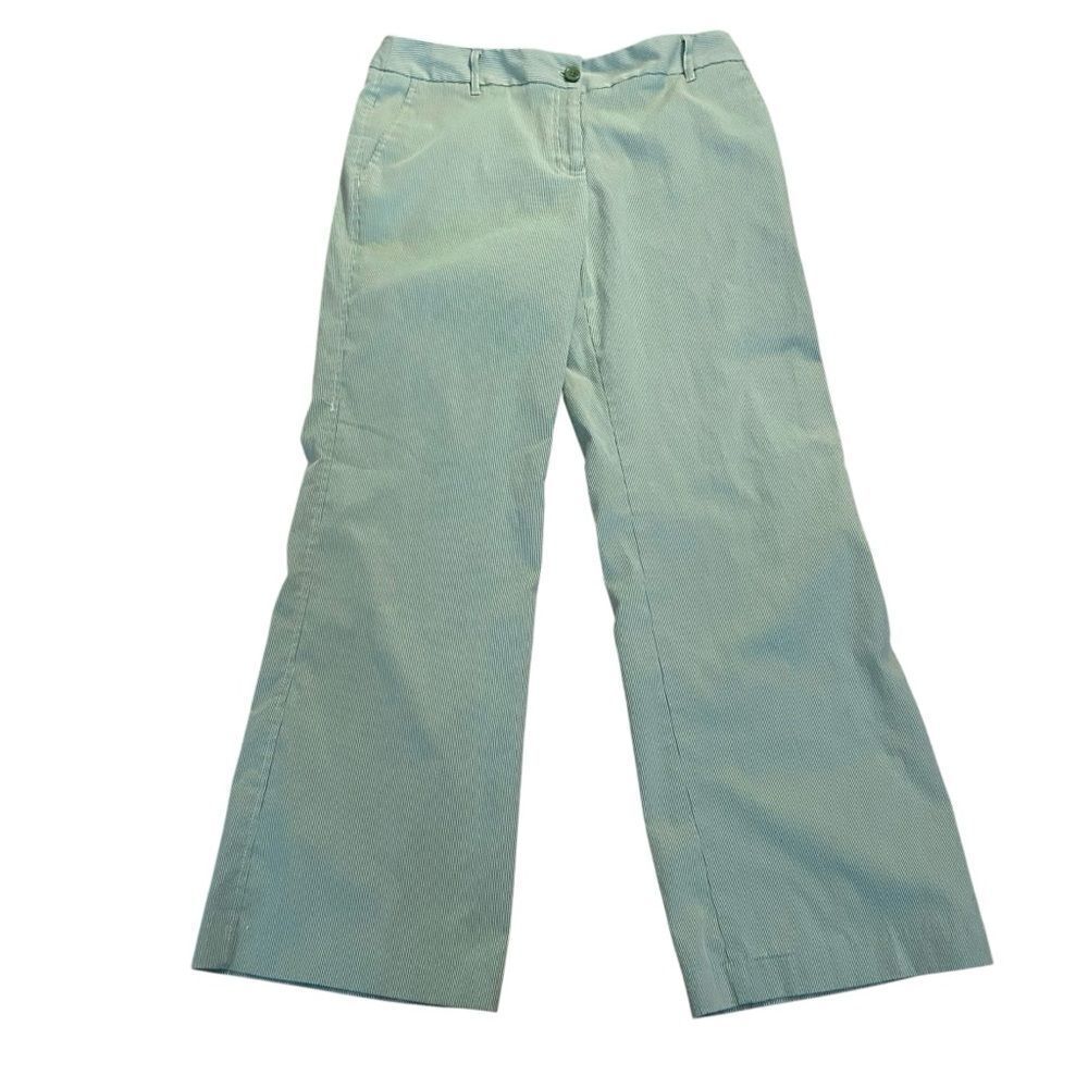 George by Mark Risen Green White Pinstripe Pants Size 8